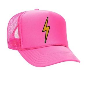 Aviator Nation Bolt Vintage Trucker Hat In Neon Pink